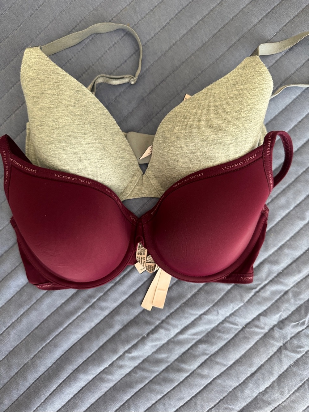 Victoria's Secret Smooth Padded Bra - Burgundy and Heather Gray